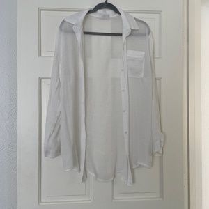 Zoye Chen white linen shirt overshirt shacket beach cover up